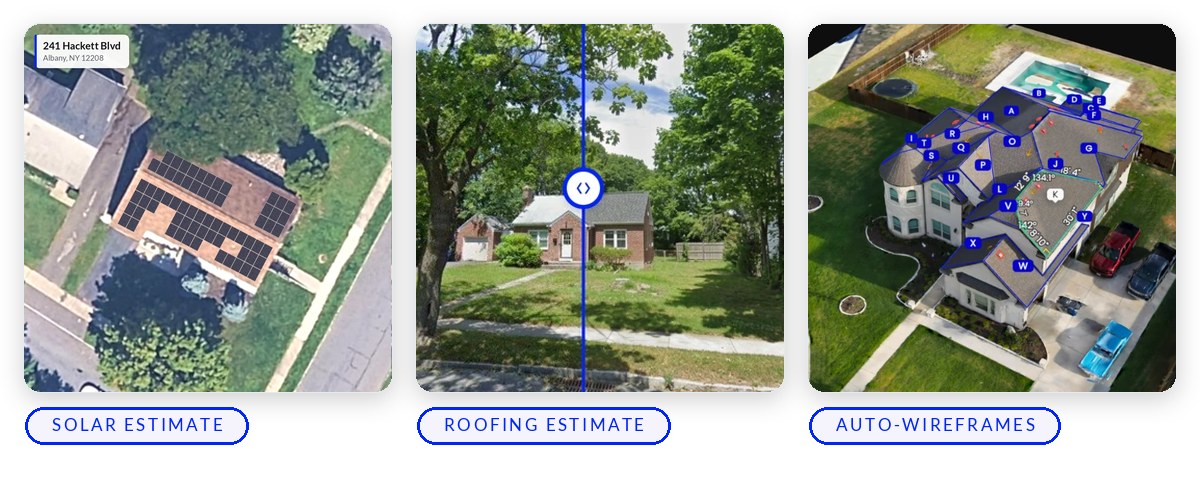 What Scanifly credits buy: solar estimate, roofing estimate, auto-wireframes