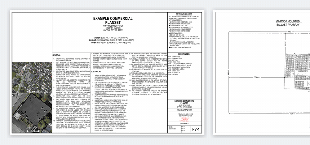 Scanifly plan set example, page by page